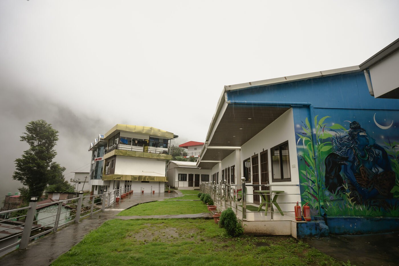 Outdoor terrace at Shersi Heights Resort